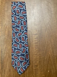 vintage Pierre Balmain Paris navy w red paisley tie necktie - Picture 1 of 5