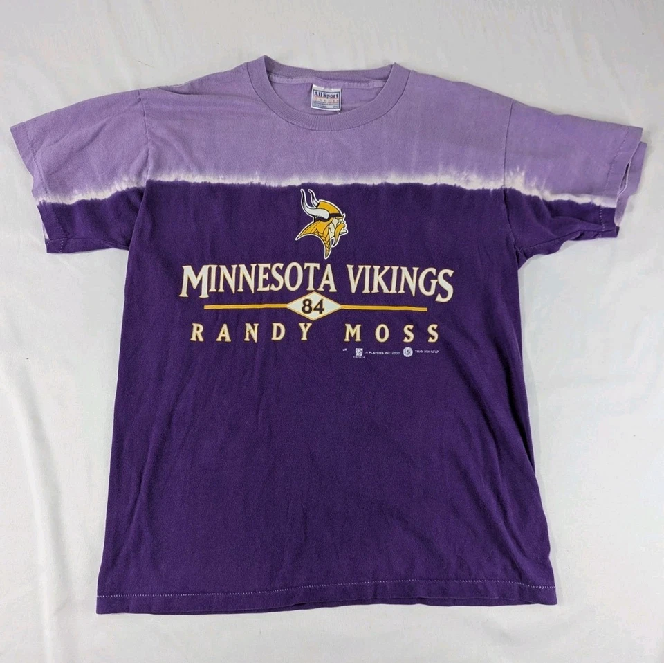 Рубашка Randy Moss Minnesota Vikings галстук-краситель фиолетовая мужская M средняя для всех спортивных мероприятий - Изображение 1 из 4