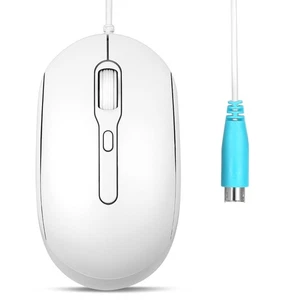 PERIMICE-222PW White Wired PS/2 Optical Mouse 1200-2000 DPI 5.9 Ft Cable - Picture 1 of 7