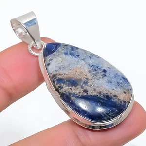 Sodalite Gemstone Handmade 925 Steling Silver Jewelry Pendant 2.05" m989 - Picture 1 of 2