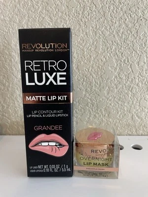 Makeup Revolution Matte Lip Kit and Overnight Lip Mask Bundle. - Image 1 of 2