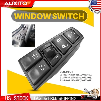 Interruptor de ventana eléctrica delantero izquierdo apto para camión Volvo VN VNL VNM 2004-12 VHD 2004-2015 Foto 1 de 4