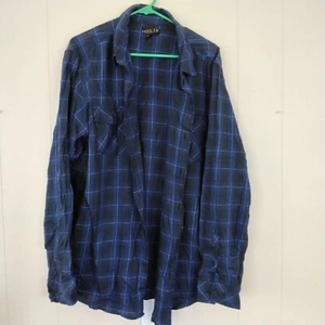 Helix Herren Langarmhemd blau kariert Gr. XXL Knopfleiste 2 Fronttaschen - Bild 1 von 7