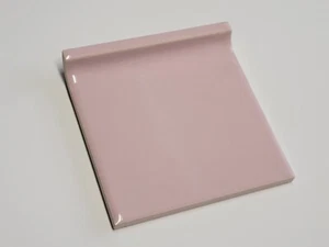 Vtg. 1960s TILECREST Ceramic Cove Edge Tile 4 1/4" Sq. Light Pink Gloss NEW NOS - Picture 1 of 3