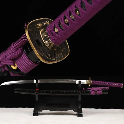Espada samurai japonesa argila temperada aço T10 Katana Unokubi Zukuri navalha afiada - Imagem 1 de 4