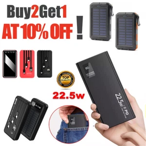 Super 20000000mAh 4 USB/Type-C Portable Charger Solar Power Bank For Cell Phone - Picture 1 of 161