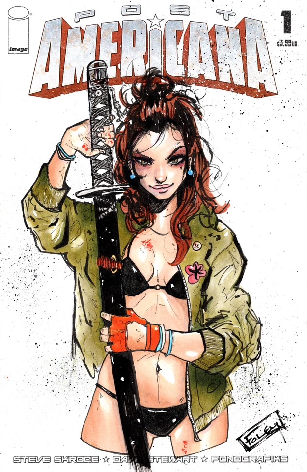 Image Comics Post Americana #1 Blank Original Sketch by Nick Alan Foley W/COA - Image 1 of 1