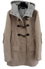 Vintage Benneton Womens Wool Blend Hooded Duffel Coat Jacket Small Beige