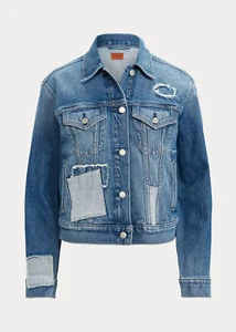 New Lauren Ralph Lauren Women's 2X/TTG Patch Denim Jacket Plus - Picture 1 of 7