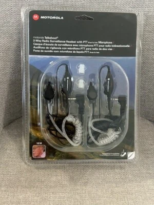 Motorola 2 Way Radio Surveillance Headset with PTT Microphone 2 Pack Black New - Image 1 of 4
