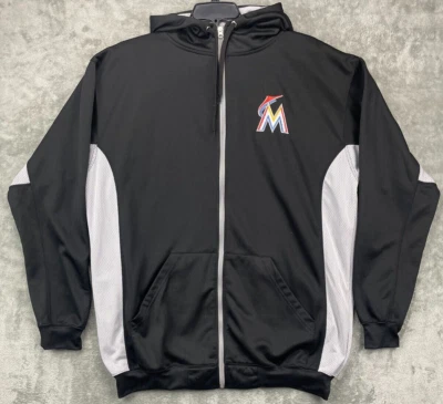 MLB Genuine Merchandise Miami Marlins Baseball Jacket Black Full Zip 2XLT - Image 1 of 4
