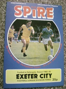 CHESTERFIELD v EXETER CITY, 16th APRIL 1983, NO WRITING, STAPLES REMOVED, MINT. - Picture 1 of 2