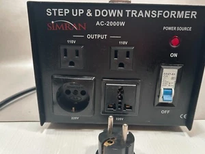 Simran AC-2000 W 110V 220V Power Converter Step Up Down Transformer 2000W - Picture 1 of 11