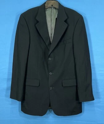 OSCAR DE LA RENTA Black 100% WOOL Lined 3-BUTTON Sport Coat JACKET Blazer Sz 42R - Image 1 of 4