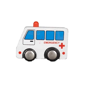 Toy Wood White Multi 2.5"  Ambulance Car Toy - Picture 1 of 4