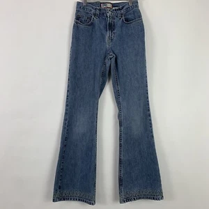 Vintage Y2K Old Navy Womens 2 Embroidered Flare Leg Blue Jeans 30" Inseam - Picture 1 of 5