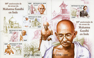 Niger 2015 MNH Mahatma Gandhi Return to India 100th Anniv 4v M/S + 1v S/S Stamps