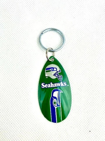 NFL Seattle Seahawks Logo Green Vintage Teardrop Spinner Keychain Large Cover