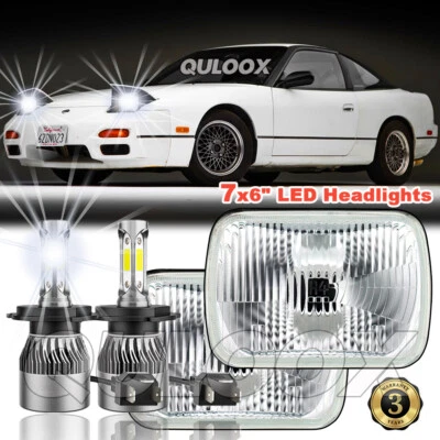 For 1989-1994 Nissan 240SX 7" Square Sealed Beam Glass HEADLIGHTs H4 Bulbs H6054 - Изображение 1 из 4