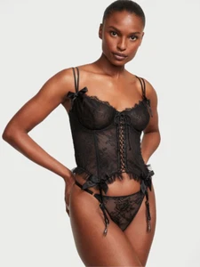 VICTORIA'S SECRET SIZE-L VERY SEXY VS ARCHIVES BLACK LACE CORSET & KNICKER SET - Picture 1 of 4