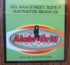 POLYNESIAN FOOD HULA GIRL MATCHCOVER: ALOHA GRILL HUNTINGTON BEACH CALIFORNIA -E - Picture 1 of 2