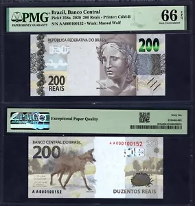 BRAZIL 🇧🇷 PMG66* P258a* 200 REAIS* ND2020* PREFIX AA* UNC GEM* USA SELLER - Picture 1 of 1