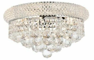 Kitchen Bathroom Bedroom Hallway Crystal Chrome Flush Mount Light Fixture 14 in - Picture 1 of 12