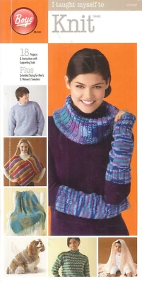 I Taught Myself Knit Booklet Boye Basic Stitches Techniques Extended Sizing - Image 1 of 4