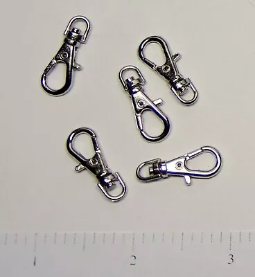 50 Small SWIVEL CLIPS for KEY RING 23mm x 9mm ~Plain Silver ~ Lobster Clasp end - Image 1 of 4