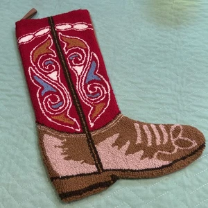 Nadelspitze Teppich Schlaufe Weihnachtsstrumpf rot Cowboystiefel - Bild 1 von 13