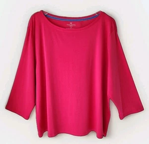 Talbots Woman 100% Pima Cotton 3/4 Sleeve Tee Plus 3X Pink Round Neck New Tags - Picture 1 of 9