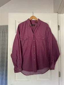 Camisa de mezclilla vintage Eddie Bauer para hombre grande magenta manga larga 100 % algodón - Imagen 1 de 4