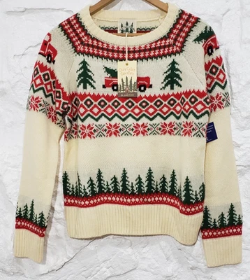 Acogedor Suéter Cabaña por Kiel James Navidad Granja Árboles Vacaciones Talla Pequeña NUEVO NUEVO CON ETIQUETAS Foto 1 de 4