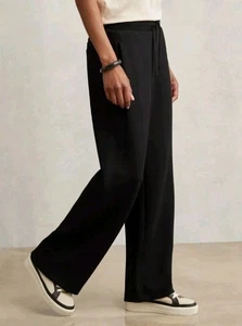 Reiss Laney Wide Leg Interlock Joggers, Black - Size M - Picture 1 of 16