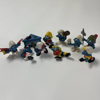 Винтажный 1970-1980-х Smurf фигурки Peyo Schleich фигурки смурфов - лот из 9 - Изображение 1 из 4