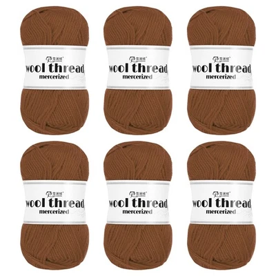 100% Wool Yarn,6 Skeins of 300g/10.58oz(Per Skein 50g/109yards)/Light Gray Foto 1 de 4