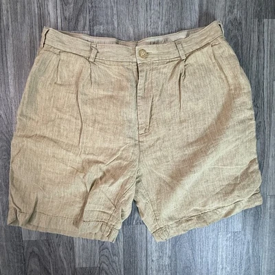 Shorts masculino Nautica Rigger ajuste clássico 100% linho plissado cáqui - Imagem 1 de 4