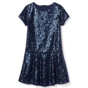 Gap Kids size XL/12 drop waist sequin dress Special occasion Holiday Blue - Picture 1 of 12