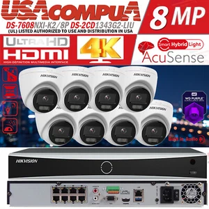 Hikvision 8CH 8POE IP Camera System NVR DS-2CD1343G2-LIU 4MP Hybrid Light Lot - Picture 1 of 21