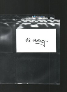 SIR EDMUND ED HILLARY AUTOGRAPH/AUTO/HAND-SIGNED INDEX CARD 3X5 C