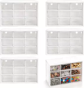 6 Pack Desktop Drawer Organizer with 9 Mini Drawers, Plastic Desk Craft Storage - Picture 1 of 12