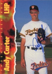 1996 Phoenix Firebirds ANDY CARTER Signed Card autograph AUTO GIANTS PHILLIES