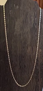 14k Chain Necklace 24” Long 3mm Wide Yellow Gold Flat Mariner Made In Mexico New - Picture 1 of 9
