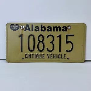 Alabama antikes Fahrzeug Nummernschild # 108315 Heart of Dixie - Bild 1 von 8