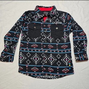 Coogi Kids Button Down Spellout Black Blue Red Size 5 Small Southwestern - Picture 1 of 7