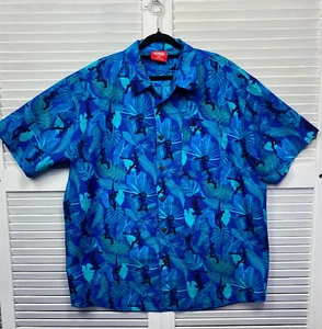 Lowes Shirt Mens 2XL Blue Tropical Holiday Cruise Cricket Floral Hawaiian - Picture 1 of 8
