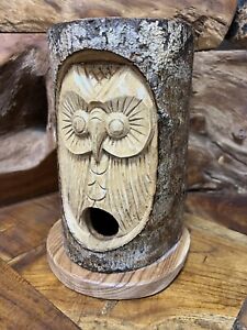 Amazing Carved Wooden Owl Bird House Nesting Box 20 cm Indoor / Outdoor Decor