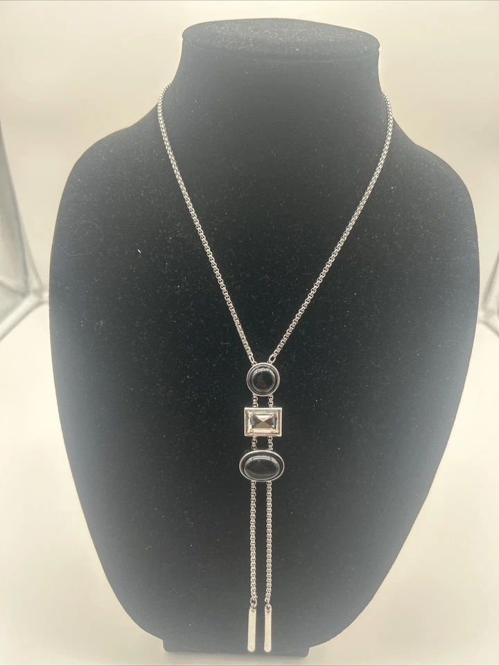 Collar Susan Graver Piedra y Cristal Gota Piedra Roja Plata Foto 1 de 4