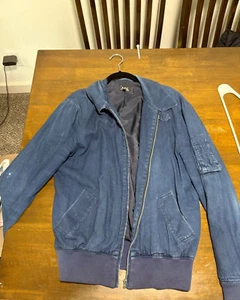 APC / A.P.C Rue Madame Paris Blue Men Denim MA-1 Bomber Jacket in size L. 6/10 - Picture 1 of 2