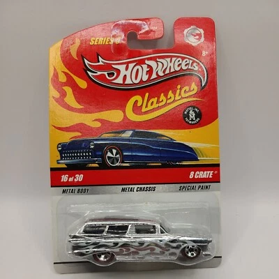 Ford 8 Cajón 1955 Hot Wheels Station Wagon Classics Serie 5 Cromo y Blanco  Foto 1 de 4